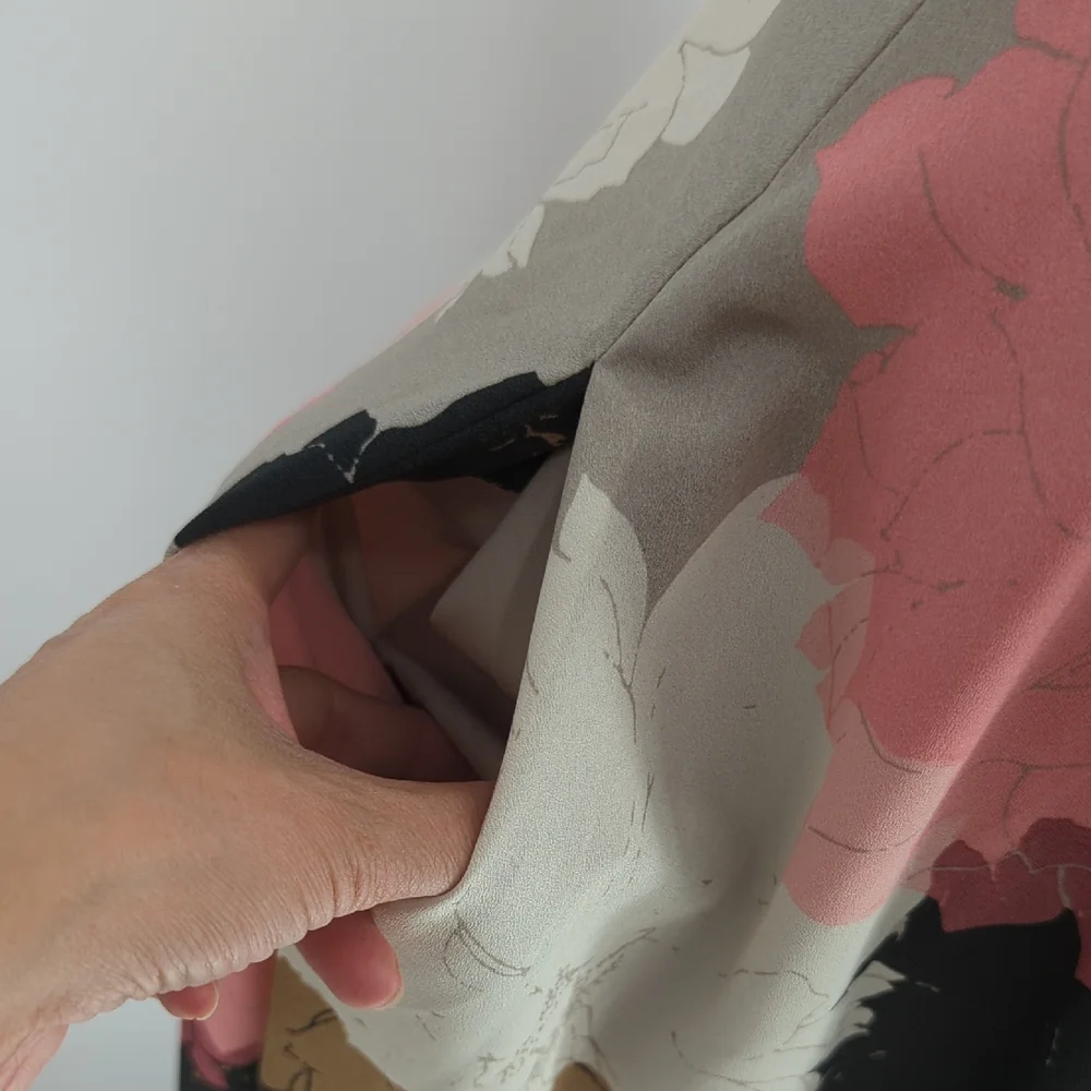 Banana Republic Coral Pink & Black Floral Maxi Shirt Dress - Picture 7 of 9